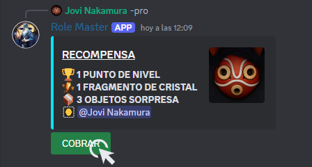 Imagen de captura de pantalla de la recompensa a reclamar