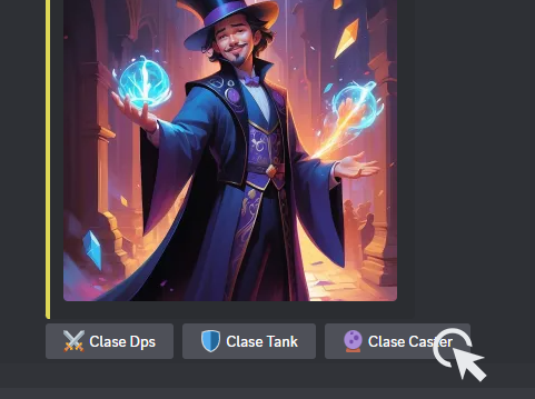 Imagen de captura de pantalla mostrando las diferentes clases que se pueden seleccionar y selecionandola
