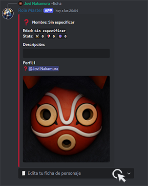 Imagen de captura de pantalla haciendo clic en Edita tu ficha de personaje