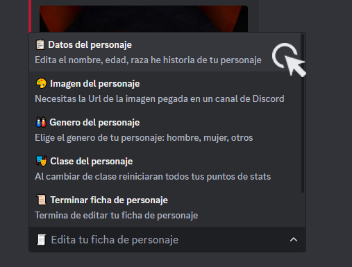 Imagen de captura de pantalla haciendo clic en datos del personaje