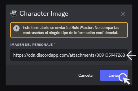 Imagen de captura de pantalla del formulario relleno y haciendo clic en enviar