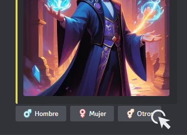 Imagen de captura de pantalla selecionando el genero